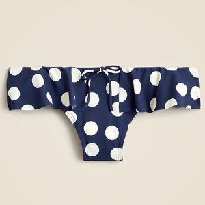 NWT J. CREW X MARYAM NASSIR ZADEH Navy and White Polka Dot Ruffle Bikini Bottoms